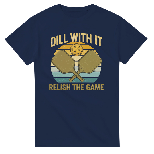 Dill With It Relish The Game Retro Pun Tee funny pickleball graphic