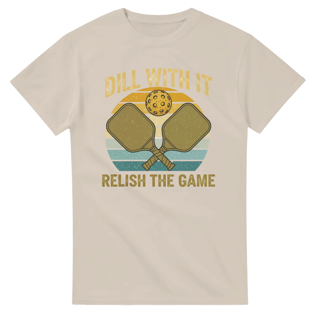 Dill With It Relish The Game Retro Pun Tee funny pickleball graphic