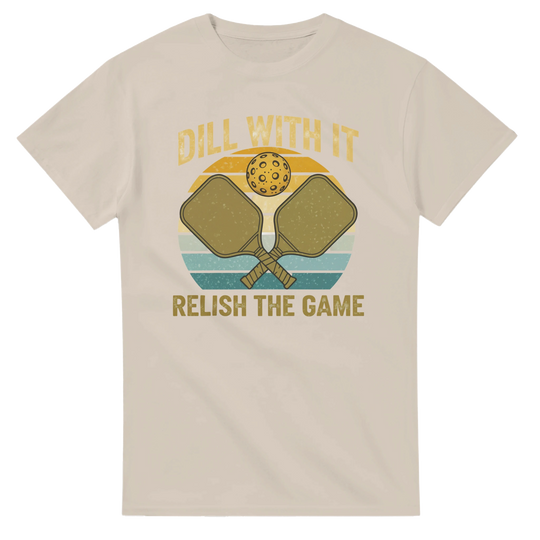 Dill With It Relish The Game Retro Pun Tee funny pickleball graphic