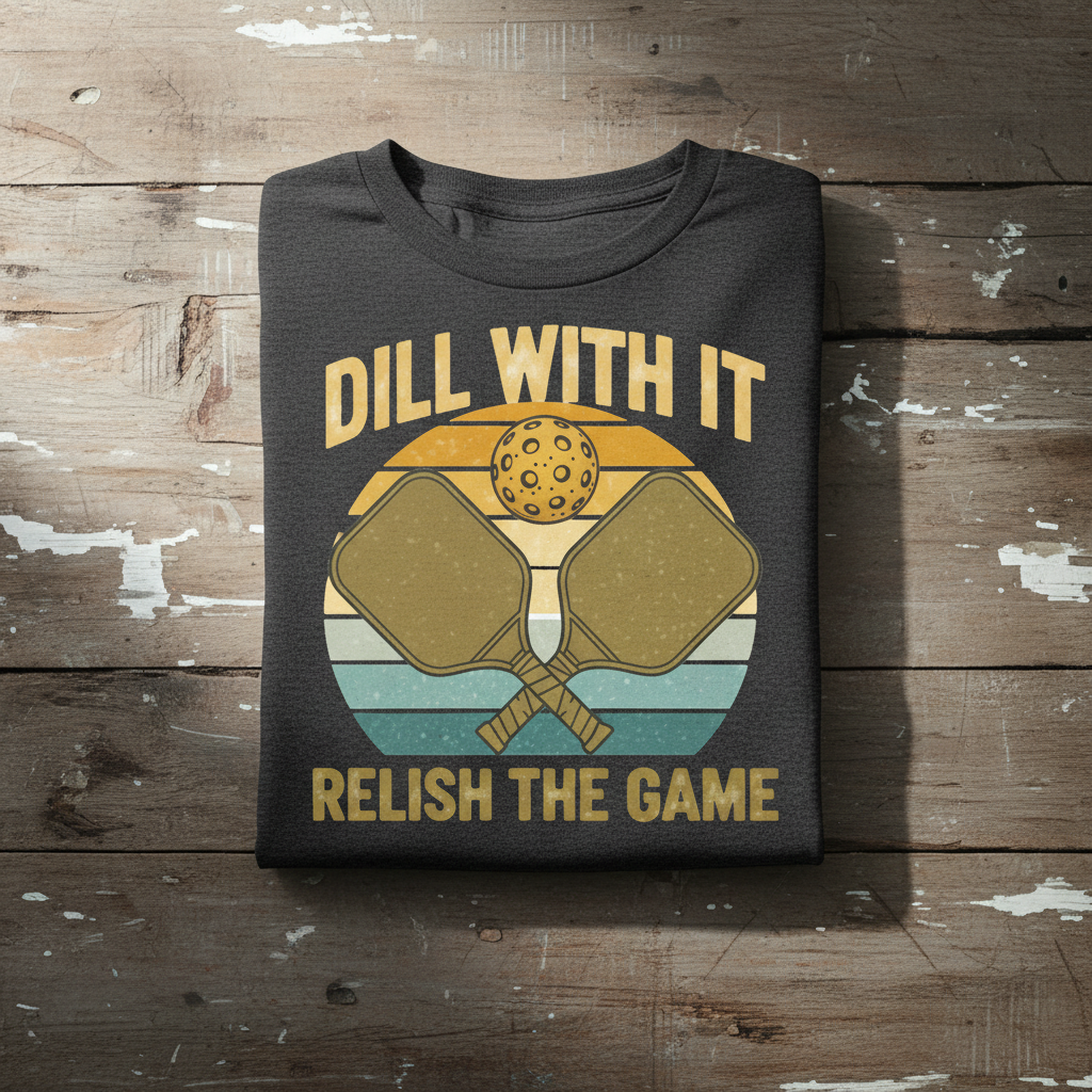 Dill With It Relish The Game Retro Pun Tee funny pickleball graphic
