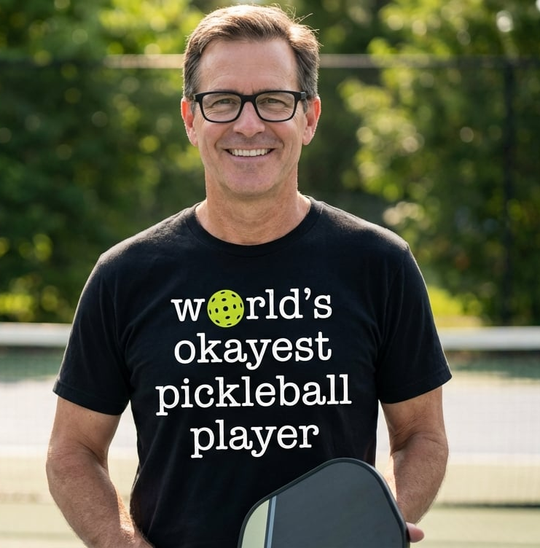 Worlds Okayest Player Tee funny pickleball shirt
