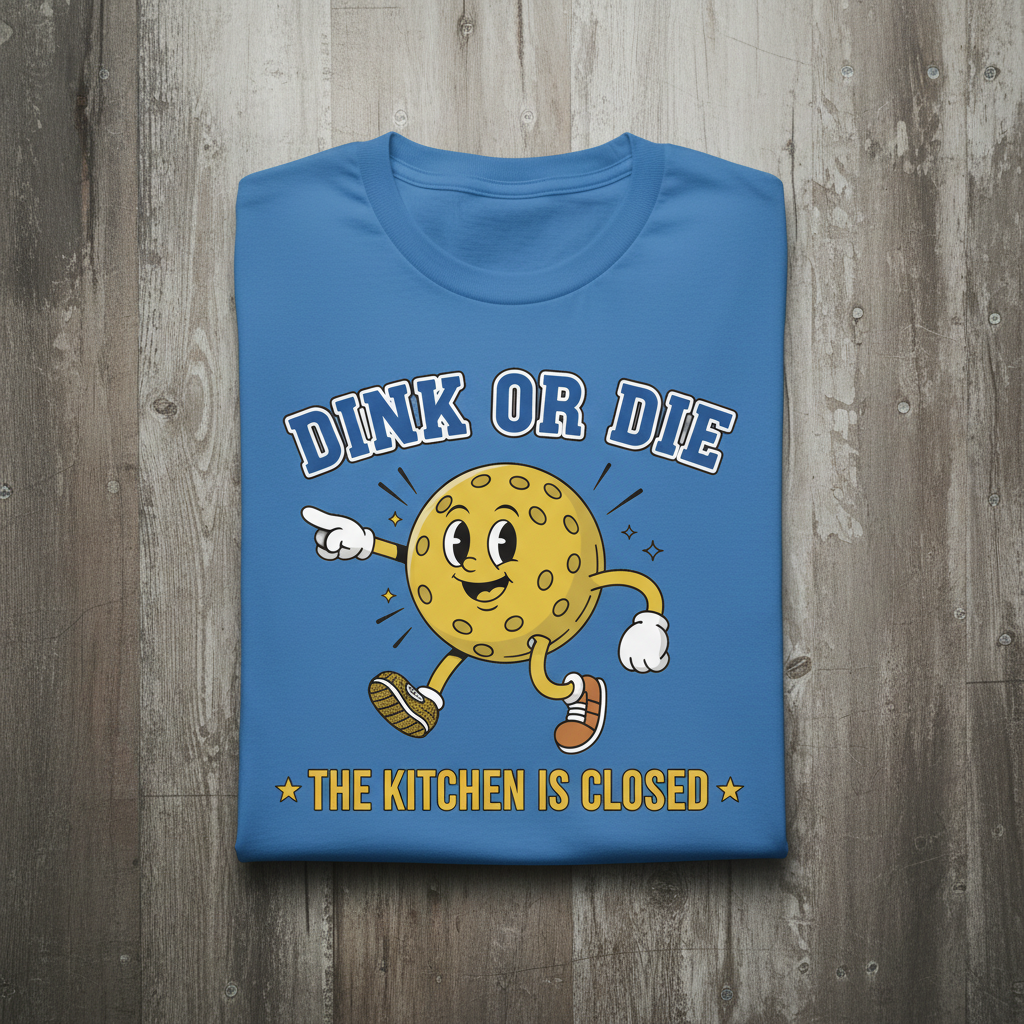 Dink Or Die Retro Mascot Tee funny pickleball graphic