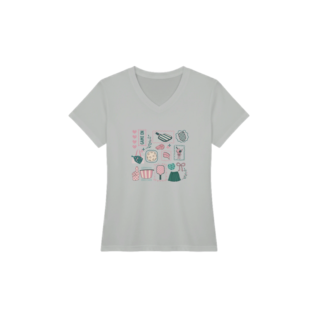 Preppy Pickleball Sticker Collage Tee trendy aesthetic 