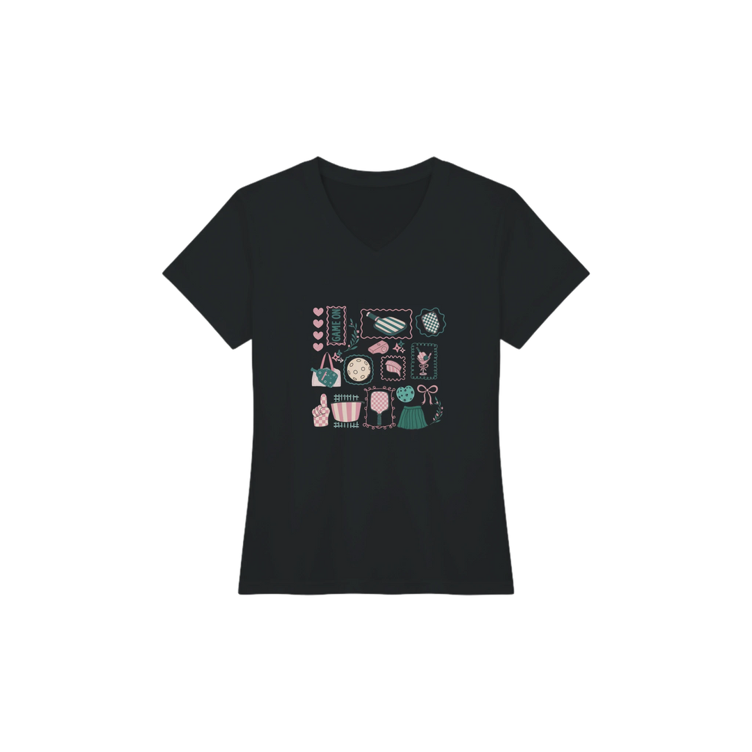 Preppy Pickleball Sticker Collage Tee trendy aesthetic 