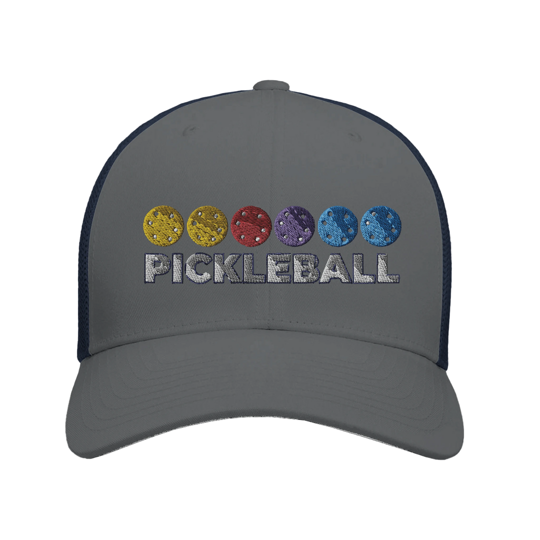 Pickleball Color Spectrum Embroidered Hat vibrant pickleball
