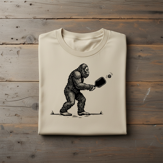 Squatch of the Court Tee funny pickleball sasquatch shirt