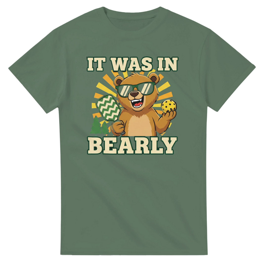 It Was In Bearly T-Shirt funny bear pun graphic tee for men