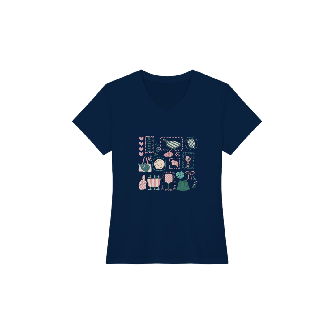 Preppy Pickleball Sticker Collage Tee trendy aesthetic 