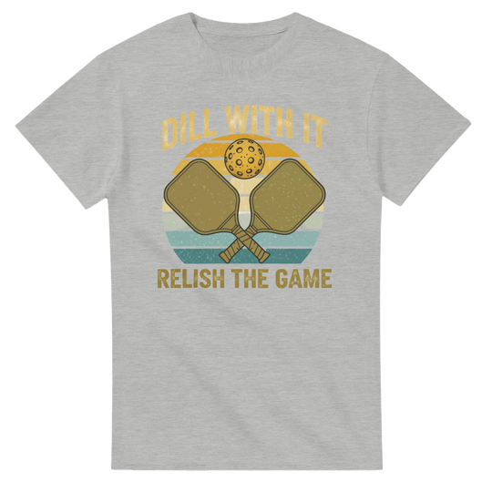 Dill With It Relish The Game Retro Pun Tee funny pickleball graphic