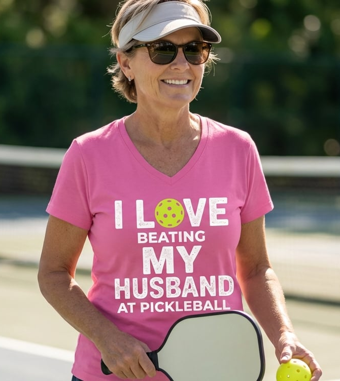 I Love Beating My Husband Tee funny pickleball wife shirt