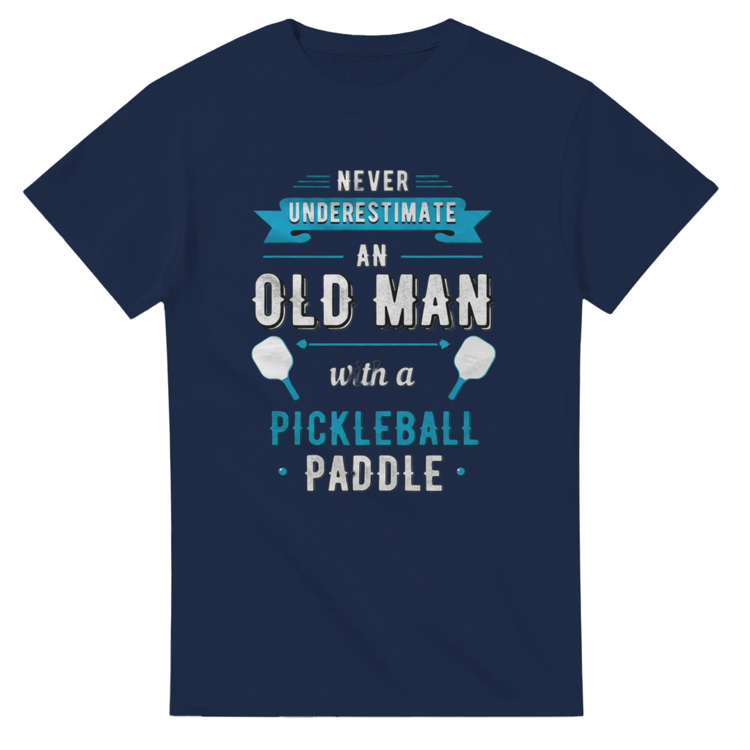 Never Underestimate An Old Man Vintage Typography Tee funny 