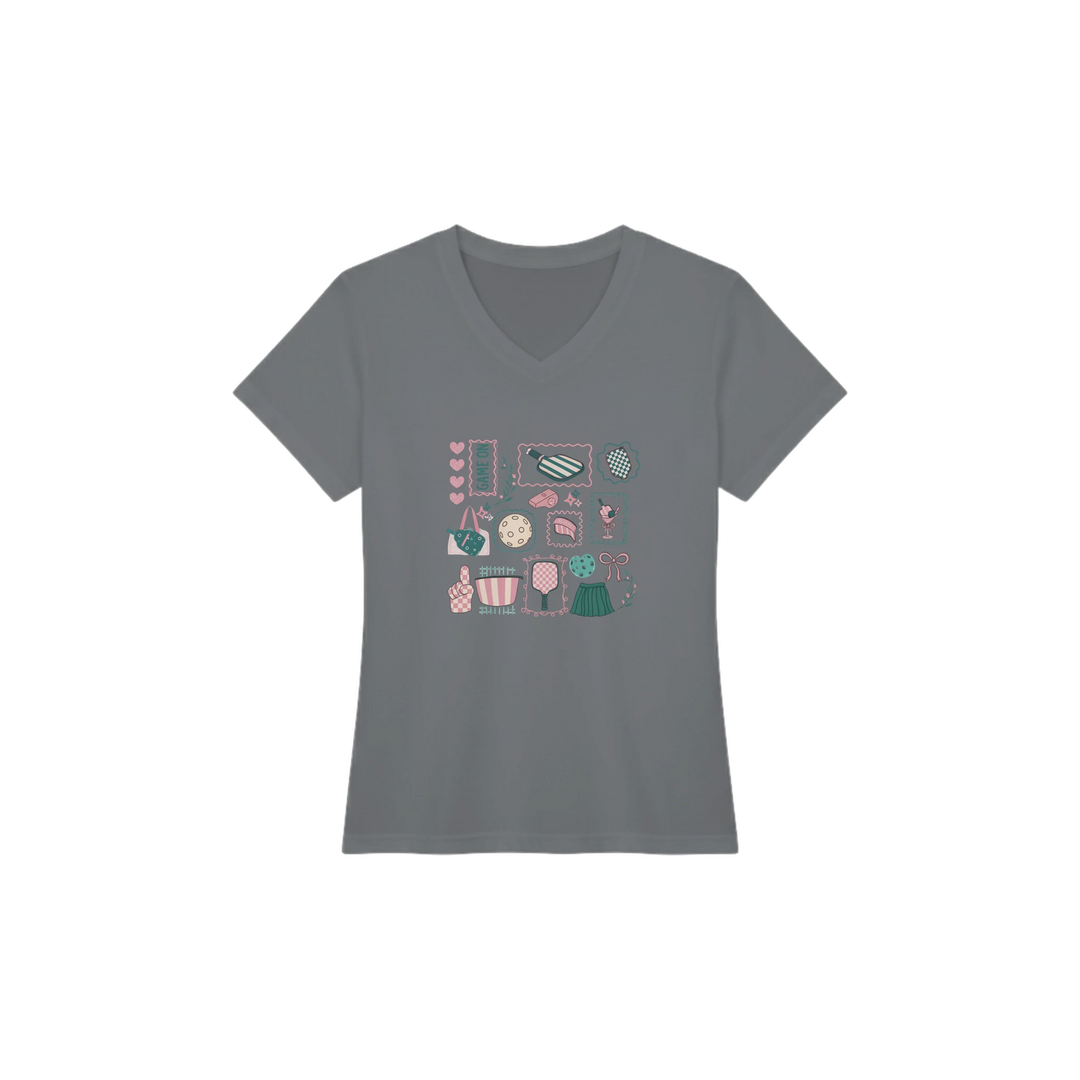 Preppy Pickleball Sticker Collage Tee trendy aesthetic 