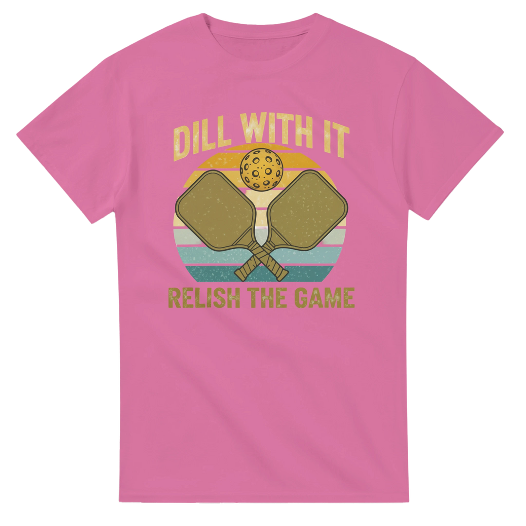 Dill With It Relish The Game Retro Pun Tee funny pickleball graphic