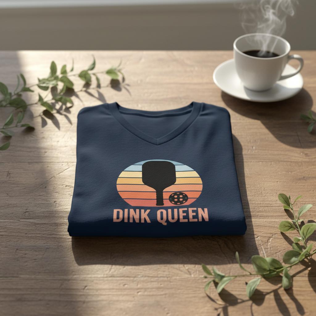 Dink Queen Retro Sunset Tee pickleball graphic vintage
