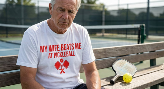 My Wife Beats Me Tee funny pickleball husband shirt