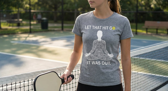 Namaste at the Kitchen Line Tee funny pickleball yoga pun