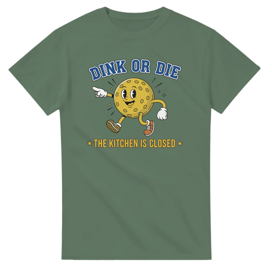 c36a49b3-6f4e-475a-8fd9-b4339f248f95Dink Or Die Retro Mascot Tee funny pickleball graphic