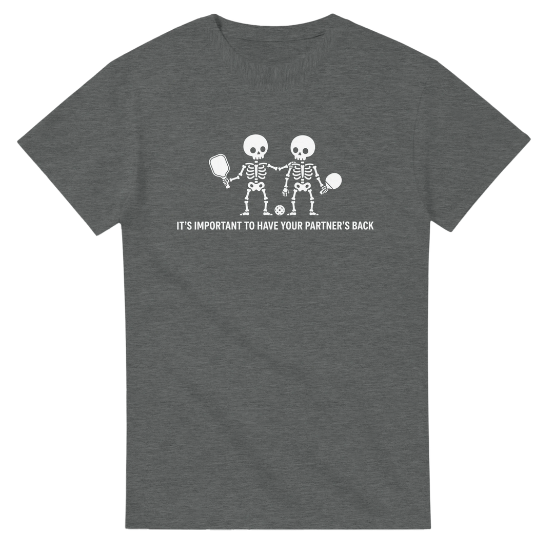 Partners Back Skeleton Tee funny pickleball skeleton shirt