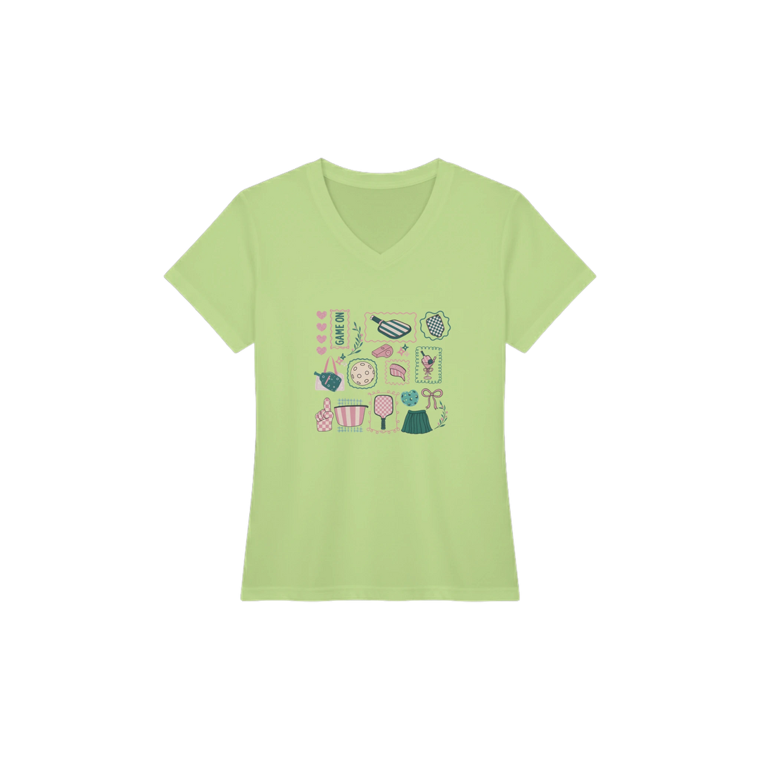 Preppy Pickleball Sticker Collage Tee trendy aesthetic 