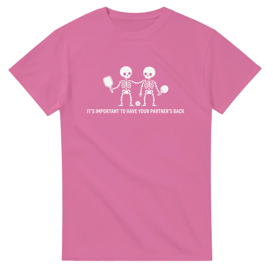Partners Back Skeleton Tee funny pickleball skeleton shirt