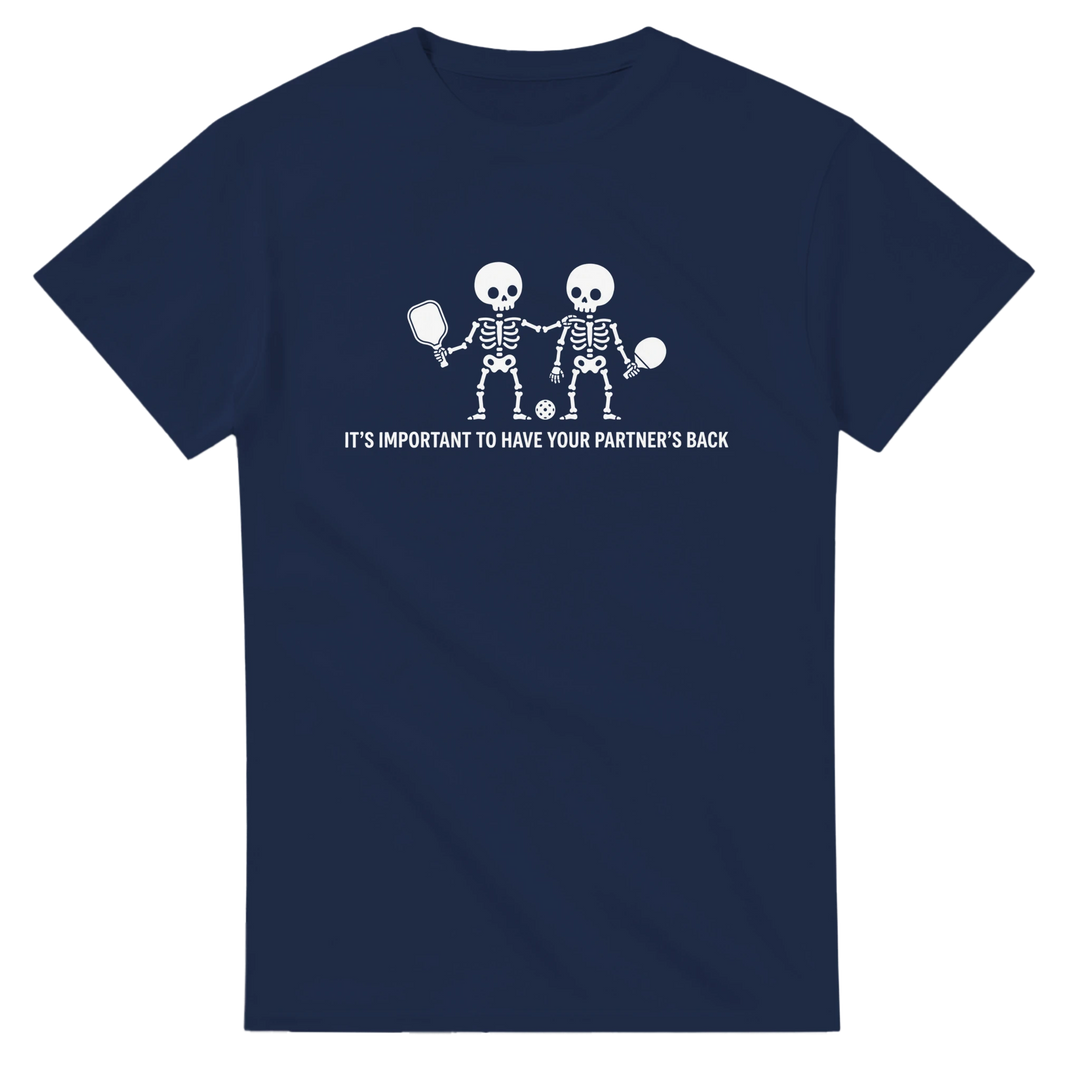 Partners Back Skeleton Tee funny pickleball skeleton shirt