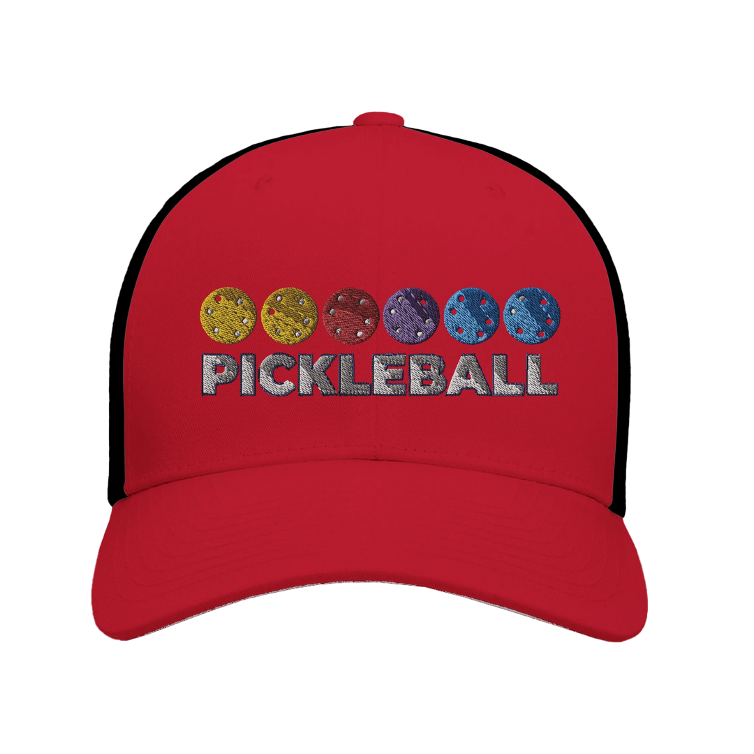 Pickleball Color Spectrum Embroidered Hat vibrant pickleball