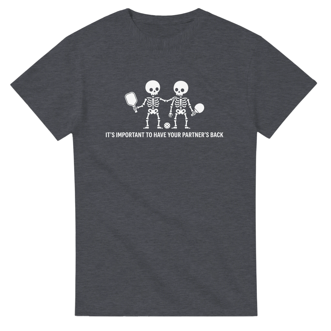 Partners Back Skeleton Tee funny pickleball skeleton shirt