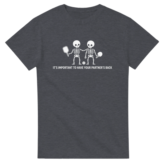 Partners Back Skeleton Tee funny pickleball skeleton shirt