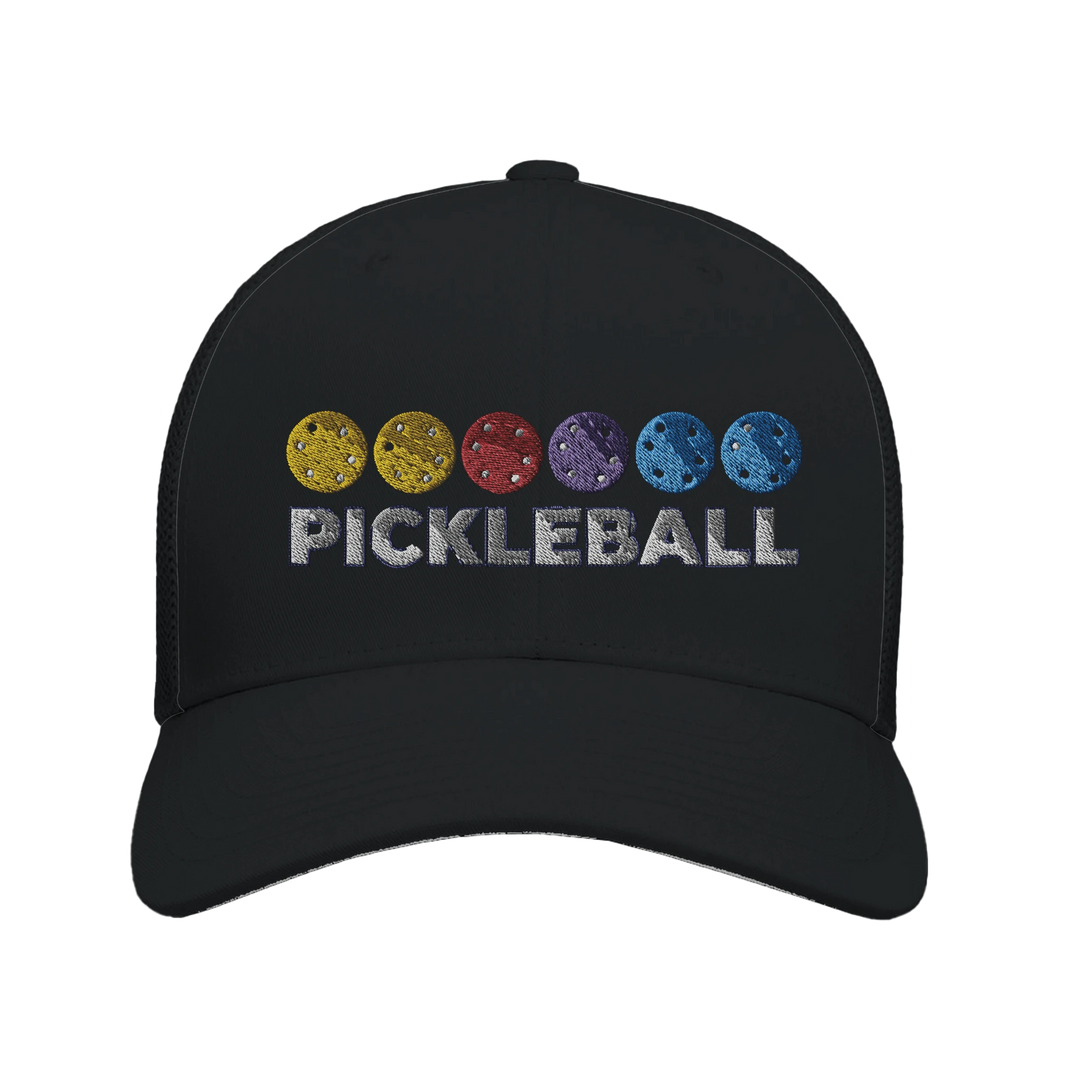 Pickleball Color Spectrum Embroidered Hat vibrant pickleball