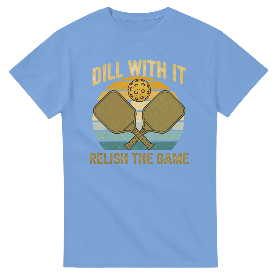 Dill With It Relish The Game Retro Pun Tee funny pickleball graphic
