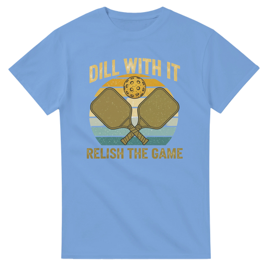 Dill With It Relish The Game Retro Pun Tee funny pickleball graphic
