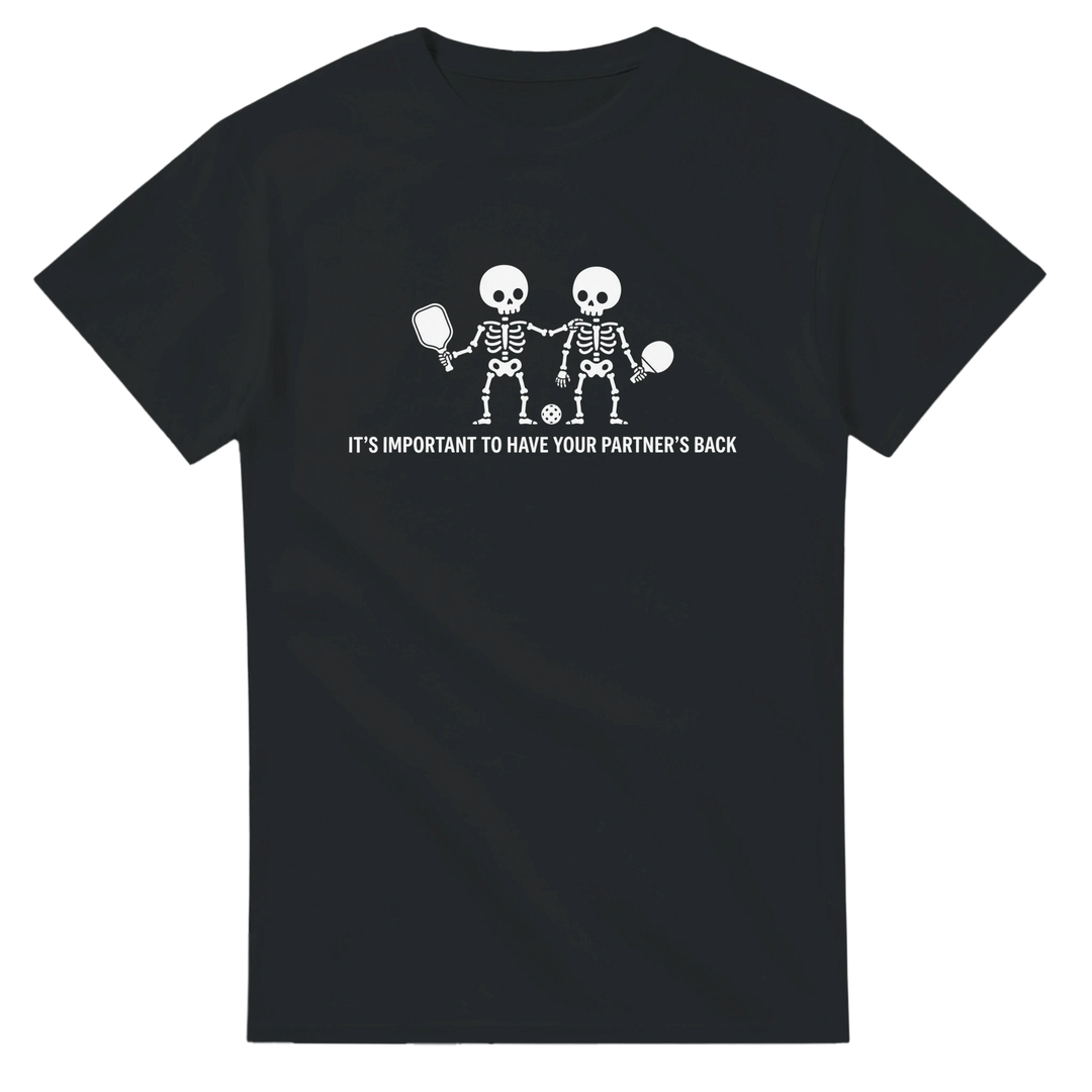 Partners Back Skeleton Tee funny pickleball skeleton shirt