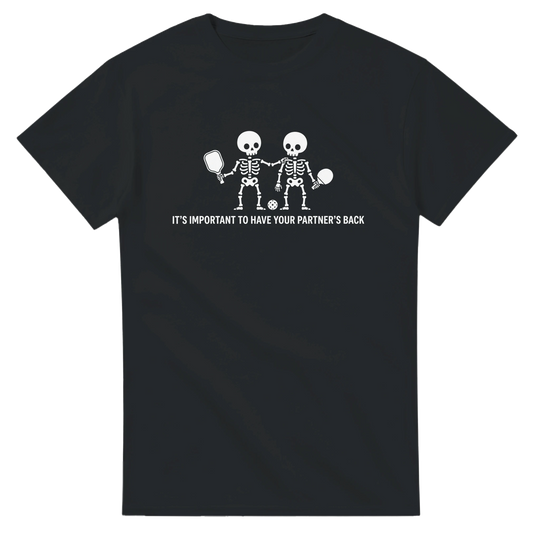 Partners Back Skeleton Tee funny pickleball skeleton shirt
