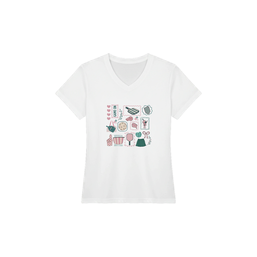 Preppy Pickleball Sticker Collage Tee trendy aesthetic 